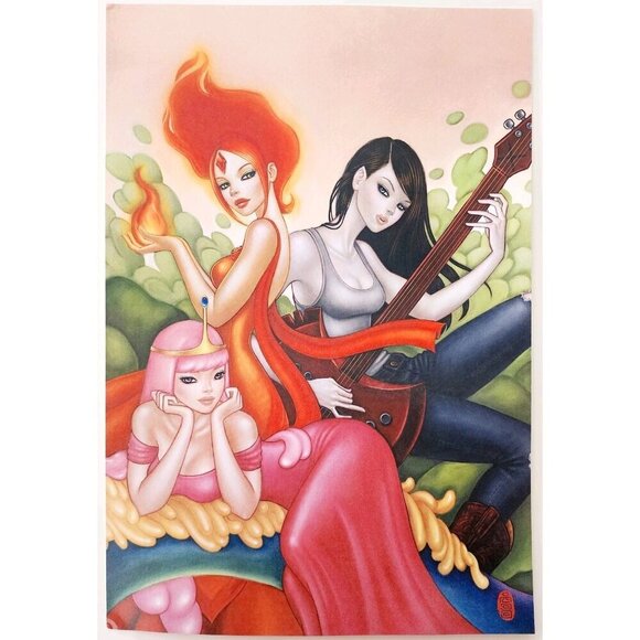 2014 Adventure Time Poster Bubblegum Flame Marceline Mimi Yoon 16 x 11" DWJJ8 - Picture 2 of 2